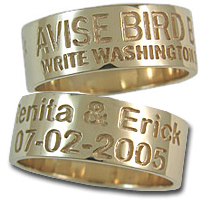 14K Gold Duck Band Ring with Custom Name and Date